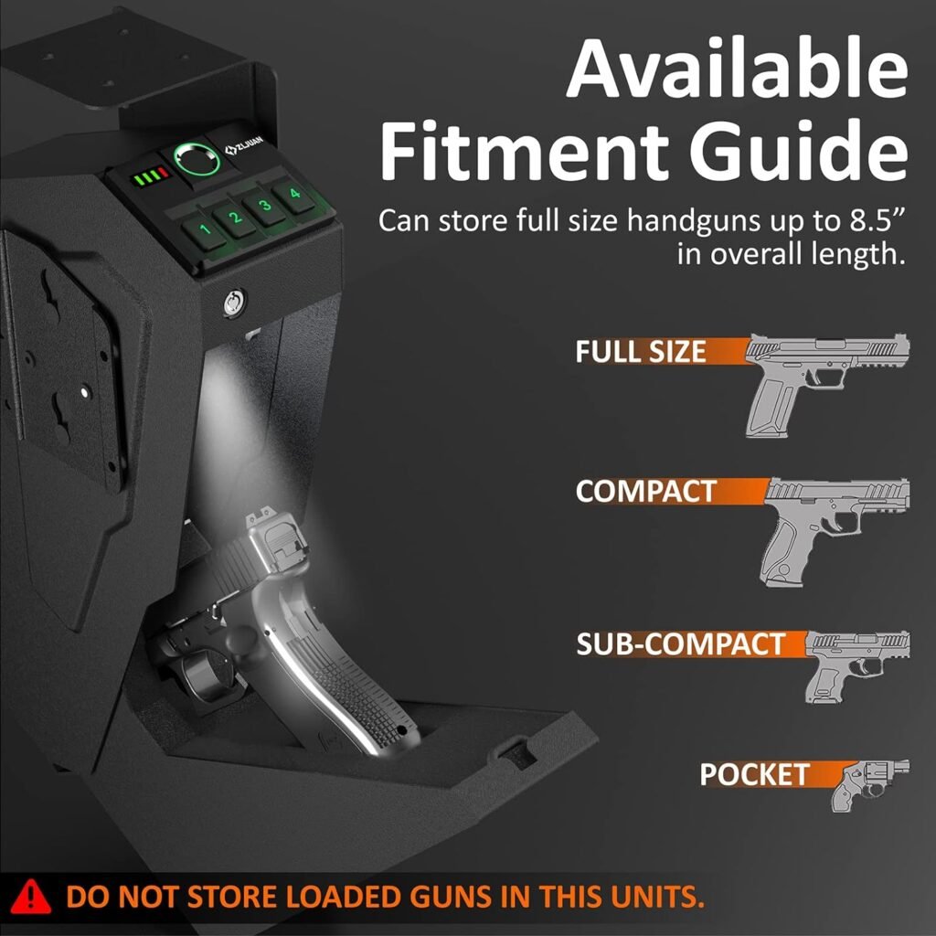 Mounted Gun Safe for Pistols,Quick-Access Handgun Safe for Nightstand Bedside Desk Bed Gun Safes,Pistol Safe with Keypad Lock,Key