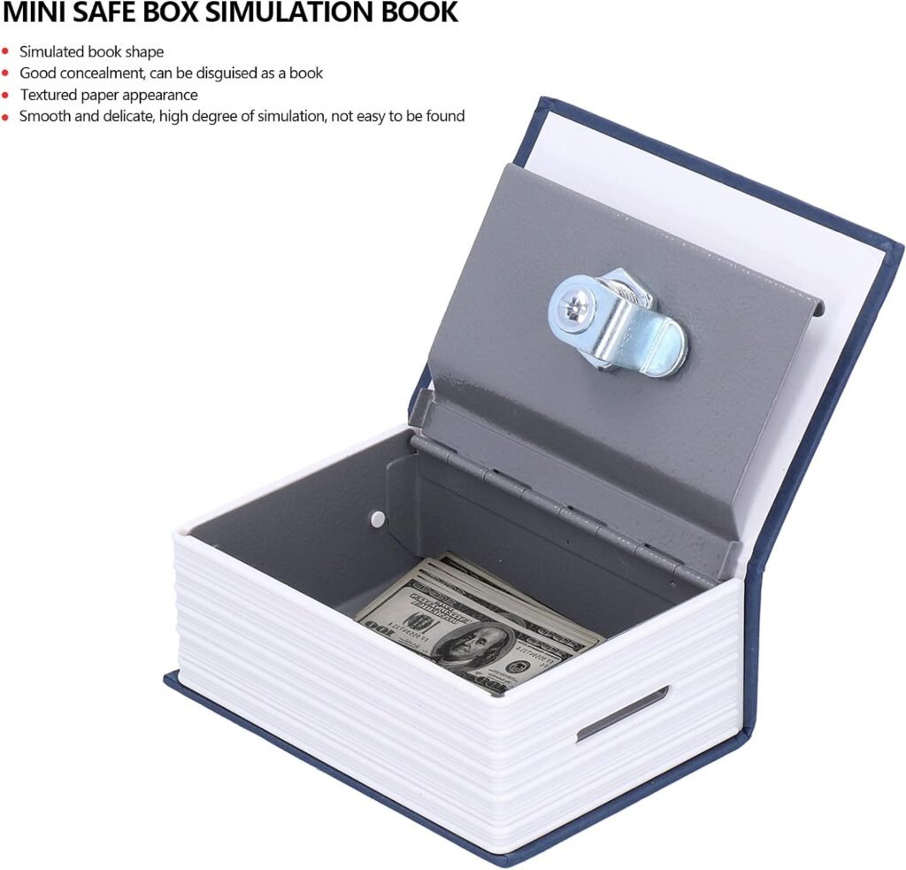 Mini Safe Box,Simulation Book Security Money Jewelry Box,with Lock Keys,for Storing Money,Jewelry(Blue)