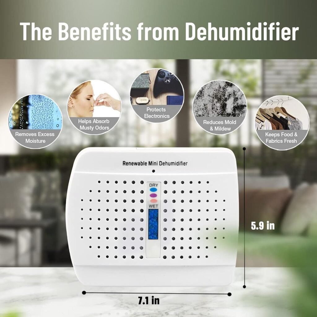Rechargeable Small Dehumidifier, Moisture Absorber for Closed Spaces, Cabinet, Closet and Bathroom, Renewable Mini Dehumidifiers for Gun Safe, Rust Prevention