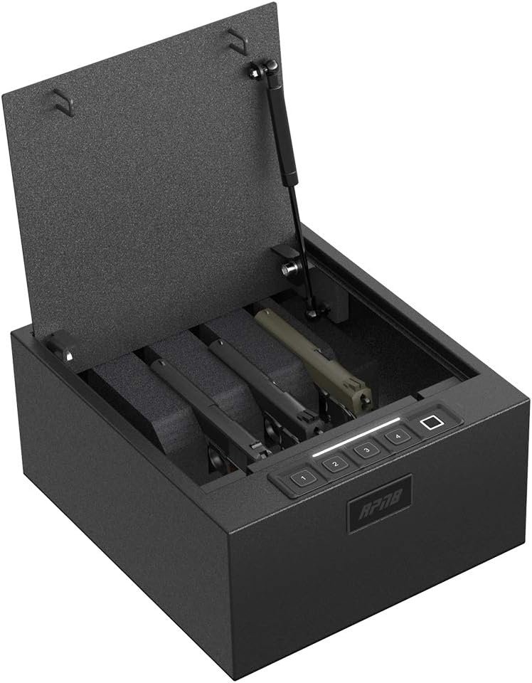 RPNB Gun Safe, Biometric Gun Safe for Handgun, 4 Pistols High Capacity Handgun Safe with Digital Keypad, Biometric Fingerprint