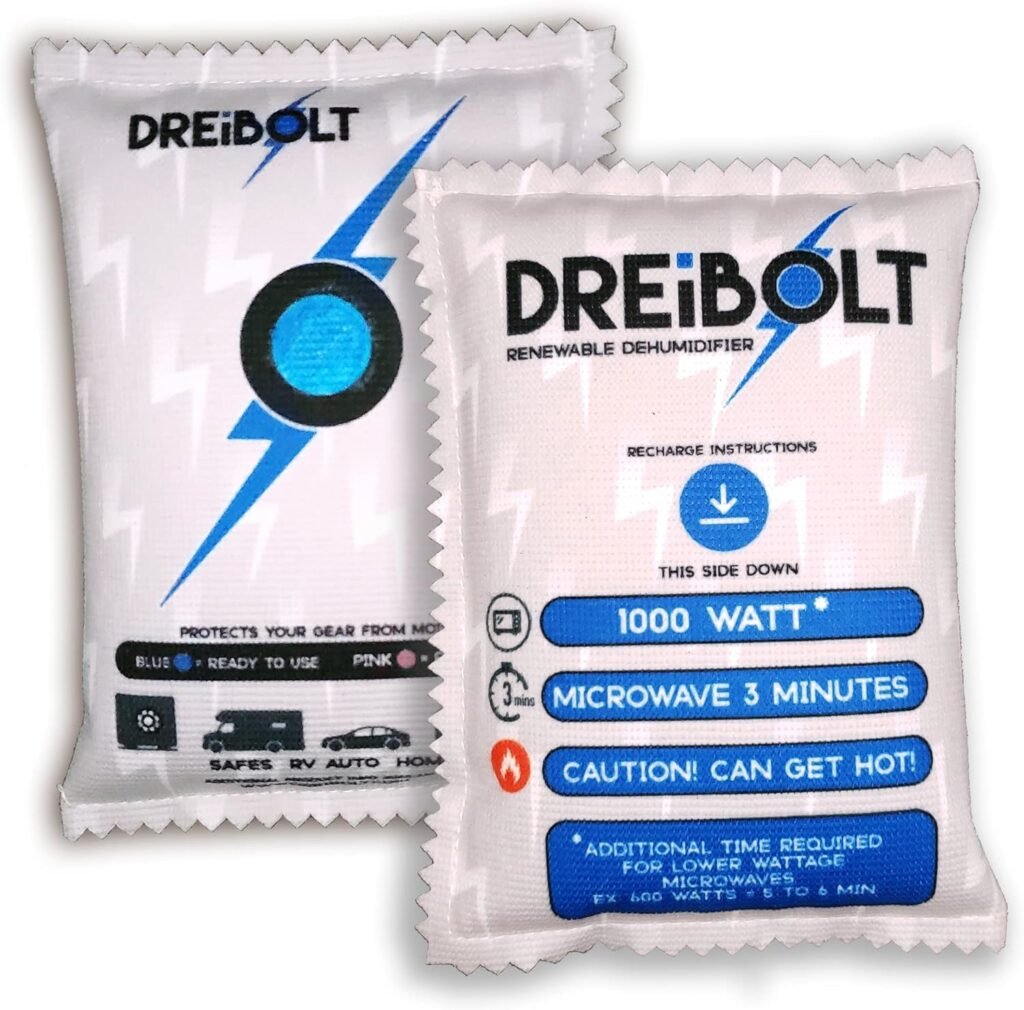 Renewable Dehumidifier - 2 pack - Gun Safe Dehumidifier - Moisture Absorber for Gun Safe - Gun Safe Accessory for Closets, Home, RV, Auto,  More - Dehumidifier bags - Silica Gel Desiccant