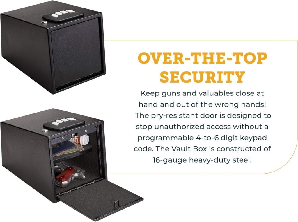 SnapSafe 2 Gun Keypad Vault - Keypad Handgun Vault Safe w/ 2 Compartments for Pistols and Valuables - 4-6 Keypad Entry w/Backup Keys - Black, Measures 12.7 (H) x 9 (W) x 8.8 (D) Inches - Item 75430